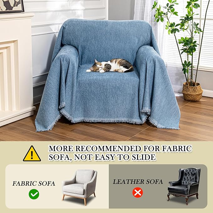 MEETSKY Oversized Chair Cover Washable Single Sofa Covers Recliner Covers Thick Sofa Throw Cover for Pets Dogs, Sofa Slipcovers Furniture Covers Modern Style for Living Room Decoration, 71"x 91", Blue
