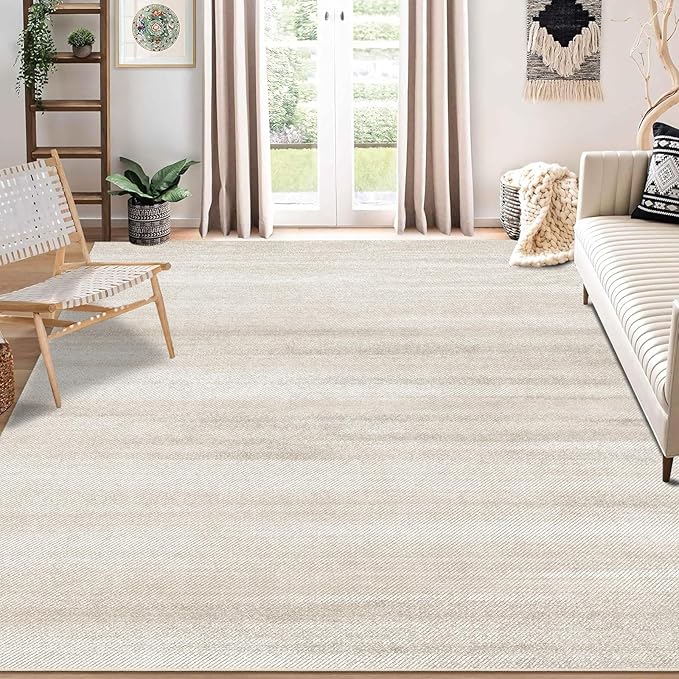 Enkor Area Rugs 8x10 Washable Non Slip Abstract Soft Rugs for Living Room Bedroom, Modern Mat for Kitchen Entryway Beige & White