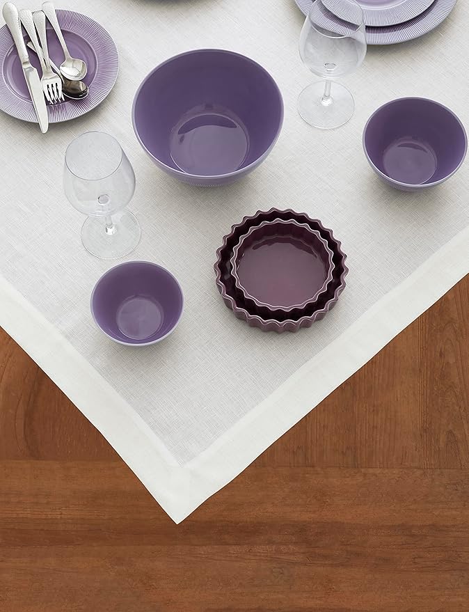 Solino Home Linen White Square Tablecloth 52 x 52 Inch - 100% Pure Linen Table Throw - Fete, Machine Washable Table Cloth for Fall, Autumn, Winter, Thanksgiving, Christmas, Holiday