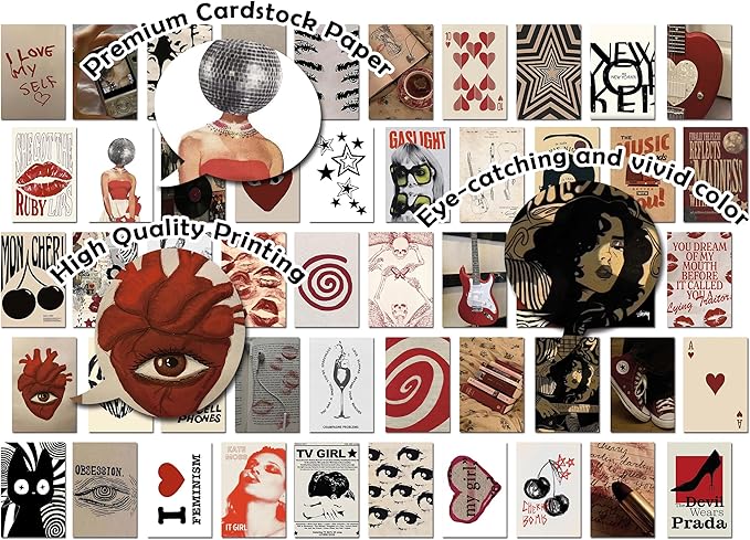 Kizbok Downtown Girl Room Decor Y2k Posters, 50Pcs Vintage Downtown Girl Poster with Downtown Girl Stickers, Retro Y2k Room Decor 4"x6" Wall Collage Kit for Room Aesthetic, Trendy Wall Art Prints Dorm Decor For Teen Girls Bedroom Decor