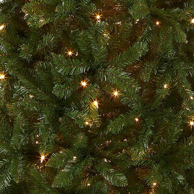 National Tree Company 7.5 ft Pre-Lit Kingswood Fir Slim Artificial Christmas Tree, 350 Clear Lights, 1,075 Tips, Includes Stand, Green