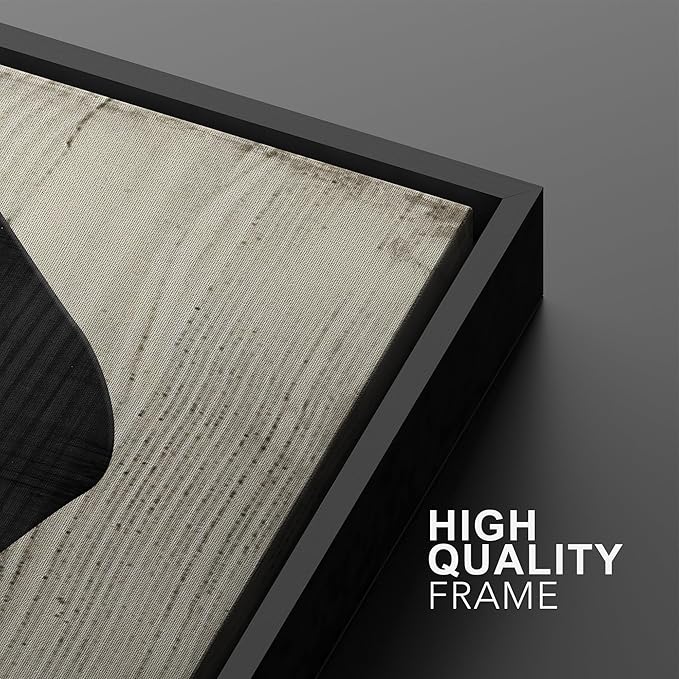 SIGNWIN Framed Canvas Print Wall Art Set Mid-Century Grunge Duotone Polygons Abstract Shapes Illustrations Minimal Decorative Nordic Zen Bohemian for Living Room, Bedroom, Office - 16"x24"x2 Black