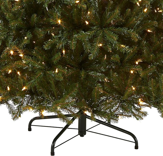 National Tree Company 7 ft Pre-Lit Dunhill Fir Artificial Christmas Tree, 650 LED Lights, 2,144 Tips, PowerConnect, Foot Pedal, 10 Light Functions, Includes Stand, Green