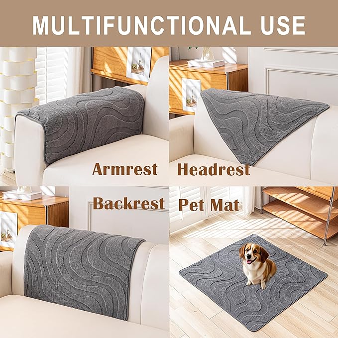 Couch Cover Sofa Covers Washable, Velvet Fleece Sofa Slipcovers for 2 Cushion Couch, Non-Slip Furniture Protector for Dog Pet, L Shaped Recliner Sectional Couch Cover Grey,36"X47"(Only 1 Pcs)