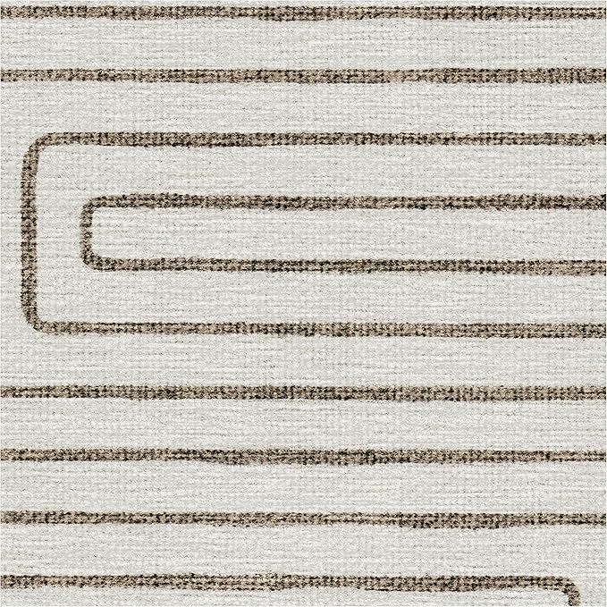RUGGABLE x Jonathan Adler Machine Washable Area Rug – Labyrinth Camel/Ivory 8 ft Round, Stain-Resistant, Non-Slip – Large Rugs for Living Room, Bedroom, Hallway, Entryway & Office–with Cushioned Pad