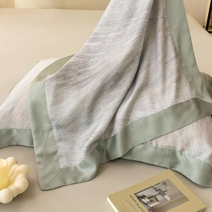 ECOCOTT Bedding 3-Piece Duvet Cover Set Queen Size – Silky Soft 100% Lyocell, Cooling & Breathable for Hot Sleepers, Ultra-Smooth with Modern Feathered Pattern, Moisture-Wicking