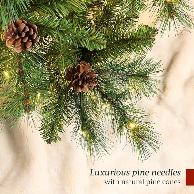 Best Choice Products Full Scotch Pine Christmas Tree, 7.5ft Pre-Lit Holiday Decor w/ 1,500 Twinkling Micro LED Lights, 2-in-1 White & Multicolor