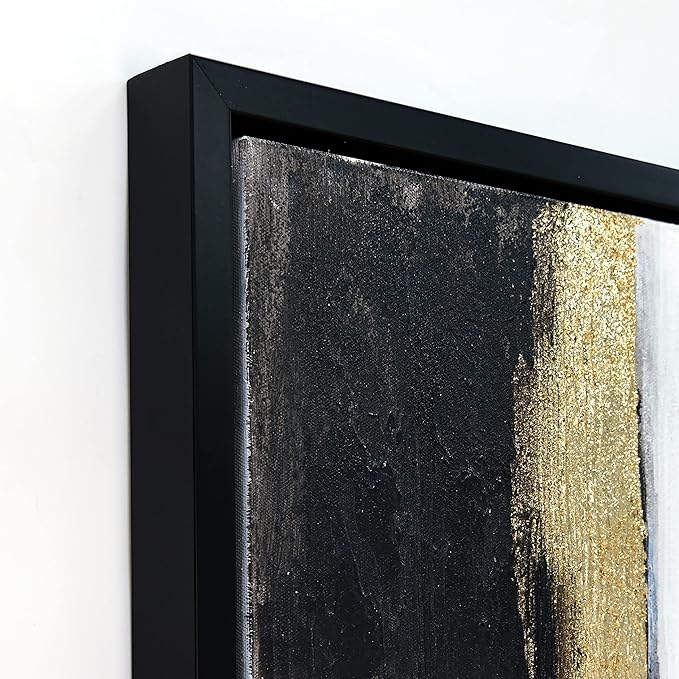 Empire Art Direct Abstract Wall Art Textured Hand Painted Canvas Art by Martin Edwards, Black Framed Wall Art, 40" x 30", Solemn Night