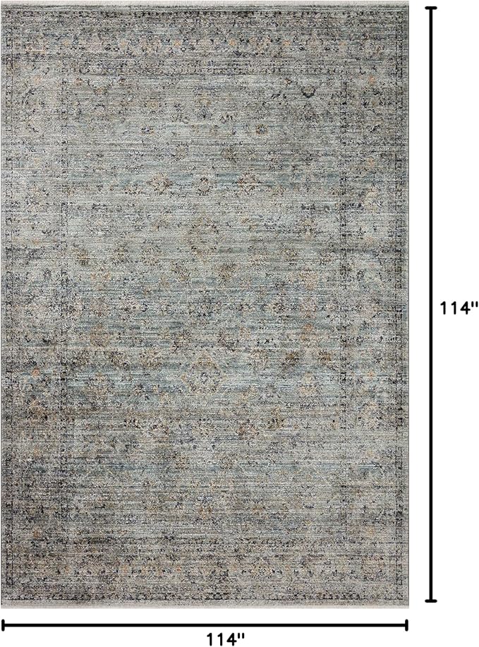 Loloi Jean Stoffer Katherine Collection KES-01 Ocean/Gold 9'-6'' x 9'-6'', .25" Pile Height, Round Area Rug