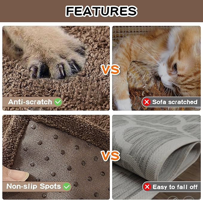 MEETSKY Couch Cover for 3 Cushion Cat Scratch Proof Couch Protector Washable Sofa Covers Sectional Couch Covers for Dogs Soft L Shape Sofa Slipcover for Pets Kids, 91" x 134", Brown