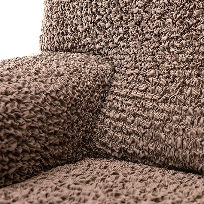 PAULATO BY GA.I.CO. Loveseat Slipcover - Oversized Chair Cover - Stretch Couch Cover - Cushion Love Seat Sofa Slipcover - 1-Piece Form Fit Washable Protector - Mille Righe Collection - Camel