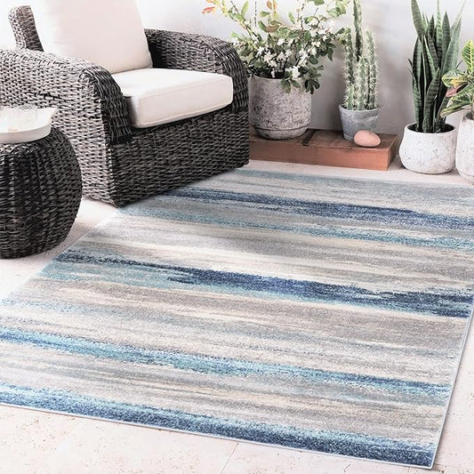 LUXE WEAVERS Tower Hill Abstract Blue 8x10 Area Rug