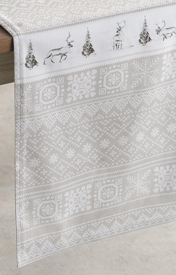 Maison d' Hermine Table Runner 100% Cotton Single Layer Table Runners 36 inches Long for Thanksgiving Christmas Decorations Home Kitchen Dining Party Wedding (Cozy Christmas, 14.5" x 36")