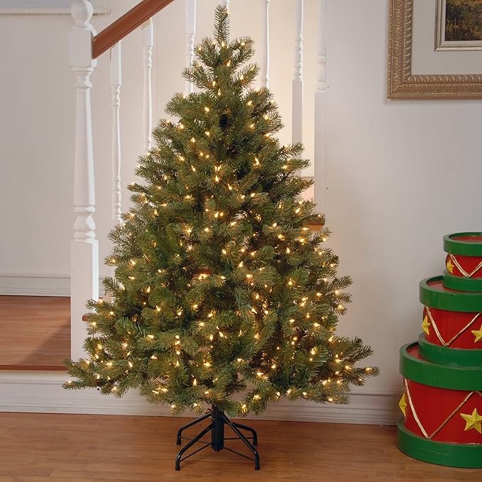 National Tree Company 4.5 ft Pre-Lit Downswept Douglas Fir Artificial Christmas Tree, 450 Clear Lights, 525 Tips, Includes Stand, Green