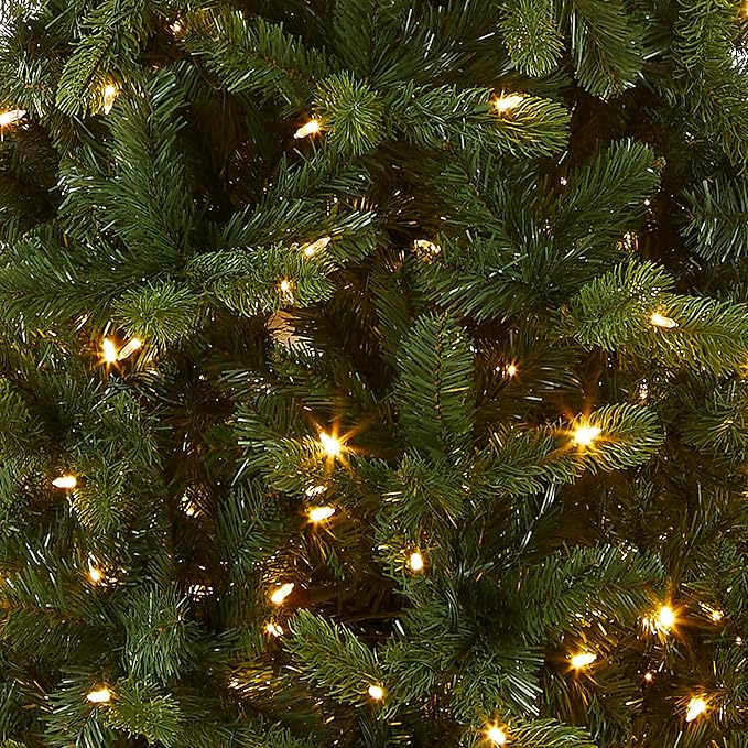 National Tree Company 9 ft Pre-Lit Downswept Douglas Fir Slim Artificial Christmas Tree,500 LED Lights, 1,090 Tips, Foot Pedal, 10 Light Functions, Includes Stand, Green