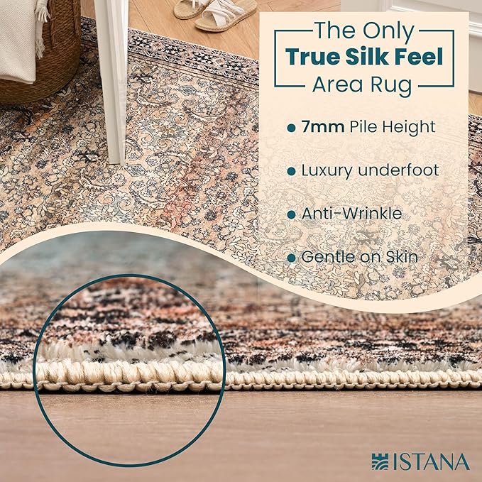 Istana Rugs 9x12 - Charcoal Olive Bedroom Rug - Washable Area Rugs 9x12 Living Room - Stain Resistant Machine Washable Rugs - Eco-Friendly Dining Room Area Rug - 9 x 12 Area Rugs for Living Room