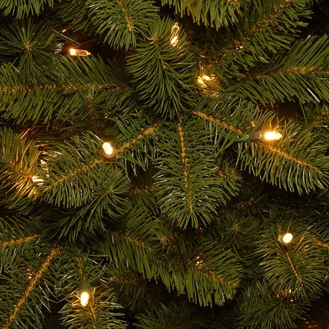 National Tree Company 7.5 ft Pre-Lit Downswept Douglas Fir Slim Artificial Christmas Tree, 350 LED Lights, 796 Tips, Foot Pedal, 10 Light Functions, Includes Stand, Green