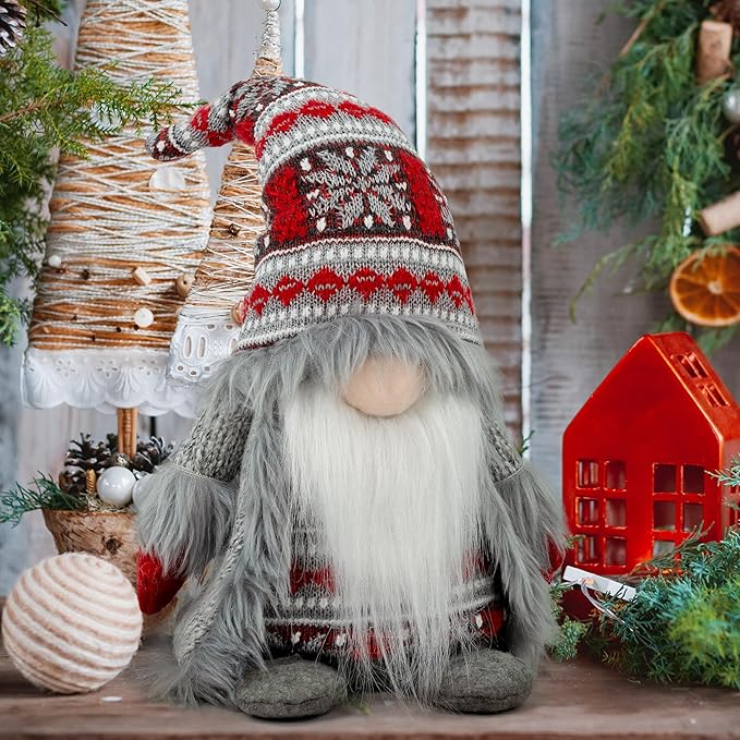 Gnome Christmas Decorations - Adorable Plush Christmas Gnome Gifts for Women, Thanksgiving Valentines Birthday Plush Gnomes Swedish Tomte Elf for Kitchen, Tiered Tray and Home Décor