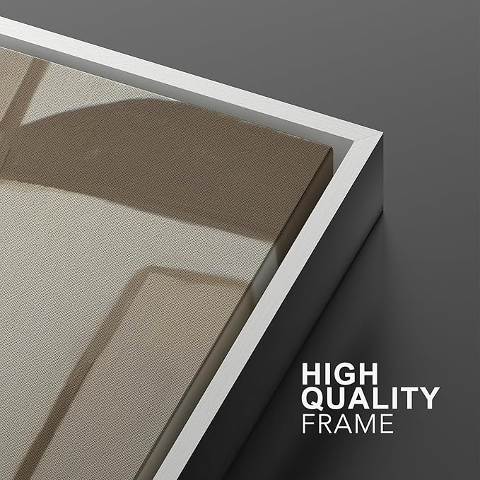 SIGNWIN Framed Canvas Print Wall Art Set Neutral Abstract Geometric Modern Minimalist Beige and Cream Illustrations Minimal Decorative Zen Bohemian for Living Room, Bedroom, Office - 24"x36"x2 White