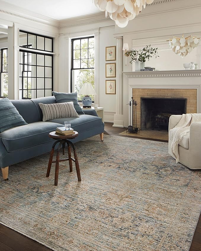 Loloi Jean Stoffer Katherine Collection KES-02 Ocean/Coral 3'-6'' x 5'-6'', .25" Pile Height, Accent Rug