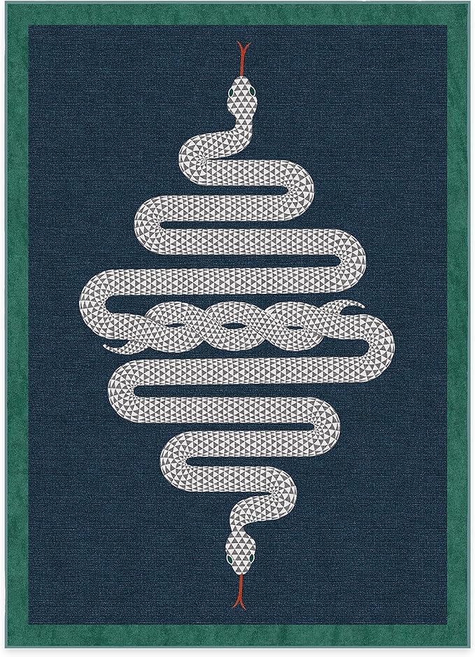 RUGGABLE x Jonathan Adler Machine Washable Modern Area Rug – Venom Sapphire 5x7, Stain-Resistant, Non-Slip – Medium Rugs for Living Room, Bedroom, Hallway, Entryway & Office–with Standard Pad