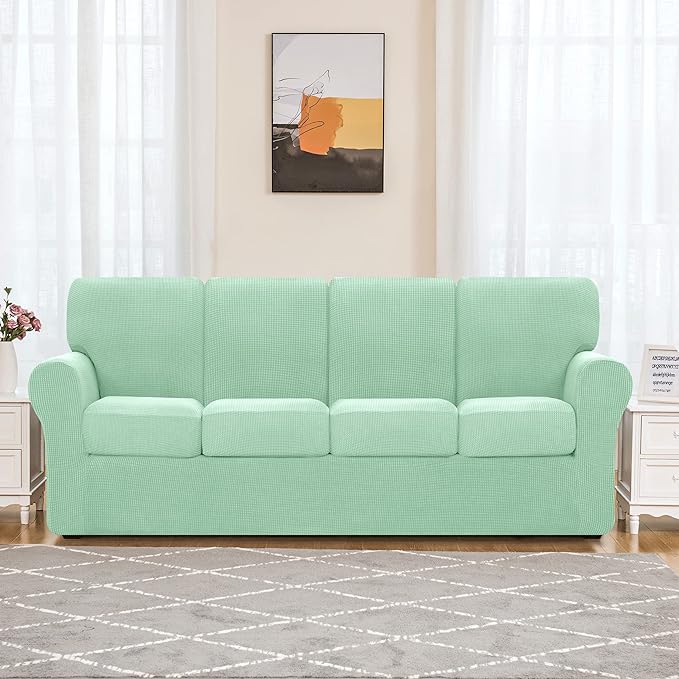SUBRTEX 9 Pieces Stretch Sofa Slipcover Sets Couch Cover Sets Backrest Cushion Covers Furniture Protector Collection Set for Oversize Sofa Loveseat Chair Slip Covers(X-Large, Dark Cyan)