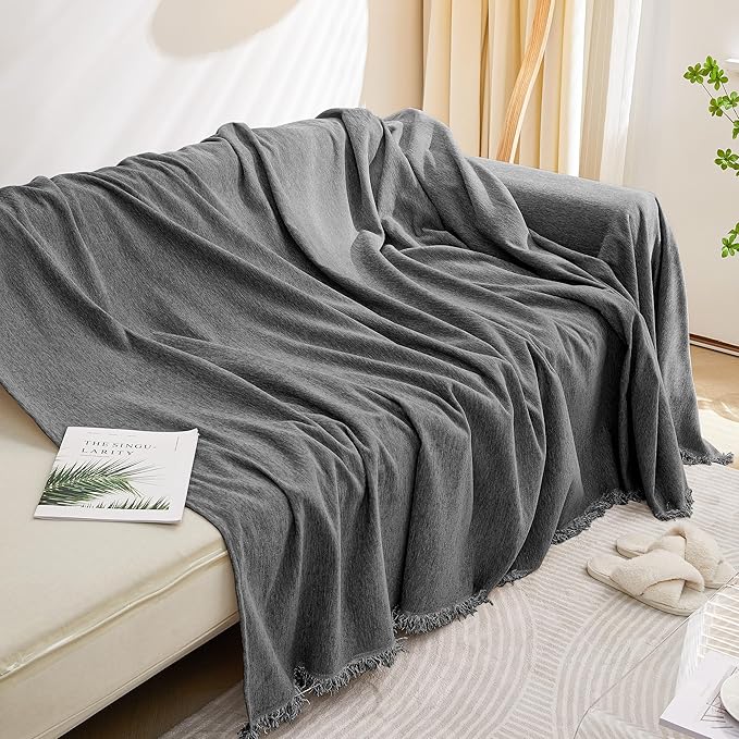 MEETSKY Couch Cover for Pets Sofa Cover for 3 Cushion Couch Sofa Oversized Sofa Slipcovers Sectional Sofa Covers Washable, Sofa Throw Couch for Dogs Couch Protector, 91"x 134", Charcoal Gray