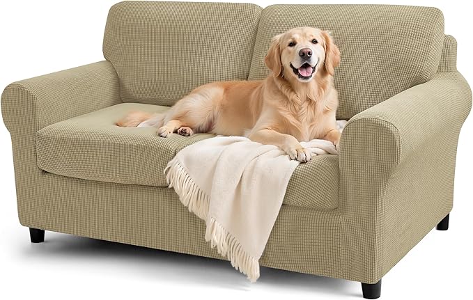 SUBRTEX 5 Pieces Stretch Sofa Slipcover Sets Couch Cover Sets Backrest Cushion Covers Furniture Protector Collection Set for Oversize Sofa Loveseat Chair Slip Covers(Medium, New Kahki)