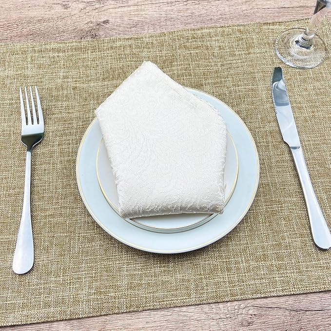 Weabetfu Cloth Placemats Set of 4 Heat Resistant Dining Table Placemmats Cotton Linen Machine Washable Kitchen Table Mats Wrinkle Free Thick Fabric Place Mats,Easy to Clean,13" x 19"
