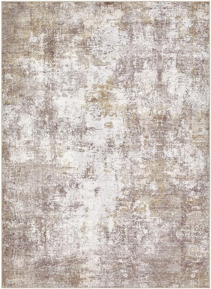 Washable 10X14 Area Rug: Modern Abstract Soft Non-Slip Indoor Rugs - Low Pile Stain Resistant Foldable Rug for Living Room Bedroom Dining Room Playroom Office(Golden Brown 10'x14')