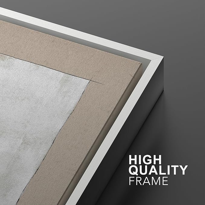 SIGNWIN Framed Canvas Print Wall Art Set Grunge Tan White Art Deco Polygons Abstract Shapes Illustrations Minimal Decorative Nordic Zen Bohemian for Living Room, Bedroom, Office - 24"x36"x2 White