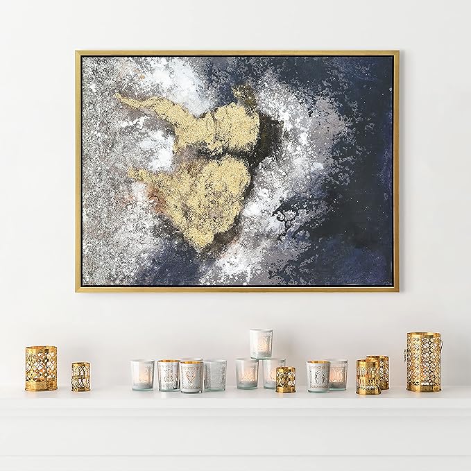 Empire Art Direct Abstract Wall Art Textured Hand Painted Canvas by Martin Edwards, Gold Frame, 40" x 30", Nourishment