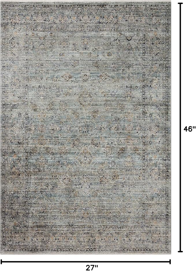 Loloi Jean Stoffer Katherine Collection KES-01 Ocean/Gold 2'-3'' x 3'-10'', .25" Pile Height, Accent Rug