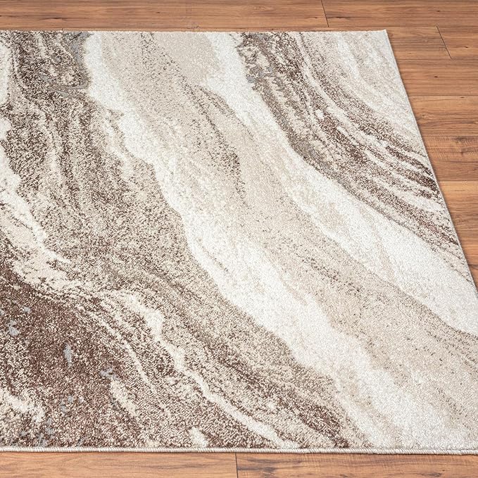 LUXE WEAVERS Lagos Collection 7983 Brown 4x5 Art Deco Geometric Area Rug