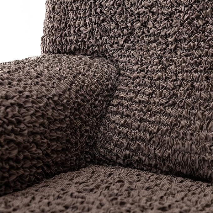 PAULATO BY GA.I.CO. Sofa Slipcover - Stretch Couch Cover - Stylish Cushion Sofa Cover - 1-Piece Form Fit Washable Protector for Pet - Mille Righe Collection - Brown