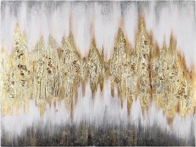 Empire Art Direct Abstract Wall Art Textured Hand Painted Canvas by Martin Edwards, Unframed, 40" x 30", Gold Frequency