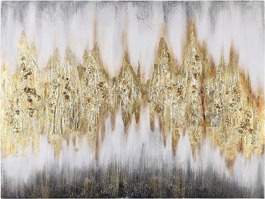 Empire Art Direct Abstract Wall Art Textured Hand Painted Canvas by Martin Edwards, Unframed, 40" x 30", Gold Frequency
