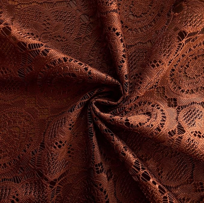 Chocolate Brown Curtains with Tassel for Bedroom Living Room Boho Crochet Doily Pattern Lace Sheer Curtains 63 Inch Length 2 Panels Fall Light Filtering Bay Window Curtain Panels W59 x L63 Brown