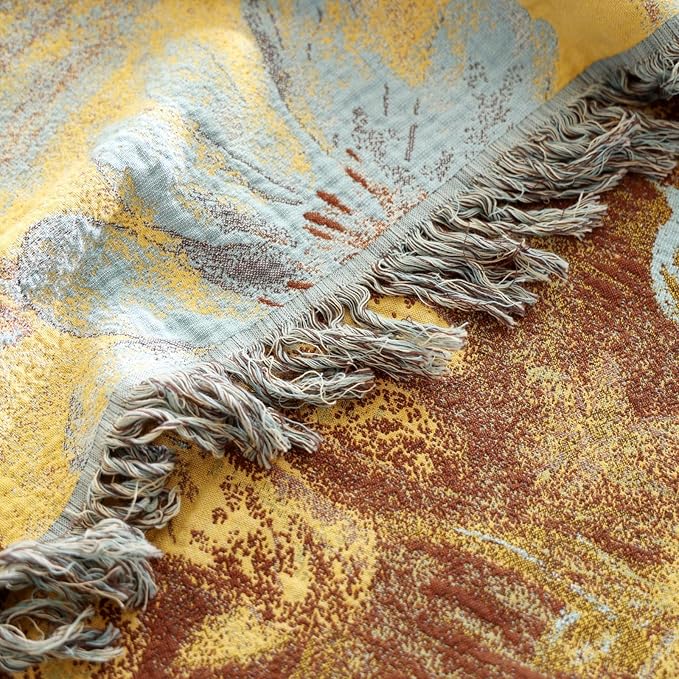 Boho Cotton Throw Blankets for Bed Couch, 100% Soft Cozy Cotton Blanket Rustic Quilt 60"x80", Reversible Muslin Farmhouse Blankets for Armchair,Picnic,Sofa,Couch