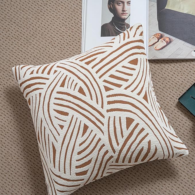 2025 New 20x20'' inches Throw Pillow Cushion Covers - Paradise Orange Color Chenille Jacquard Embroidery Luxury Modern Style Couch Sofa Bed Pillow Cover for Living Room Bedroom