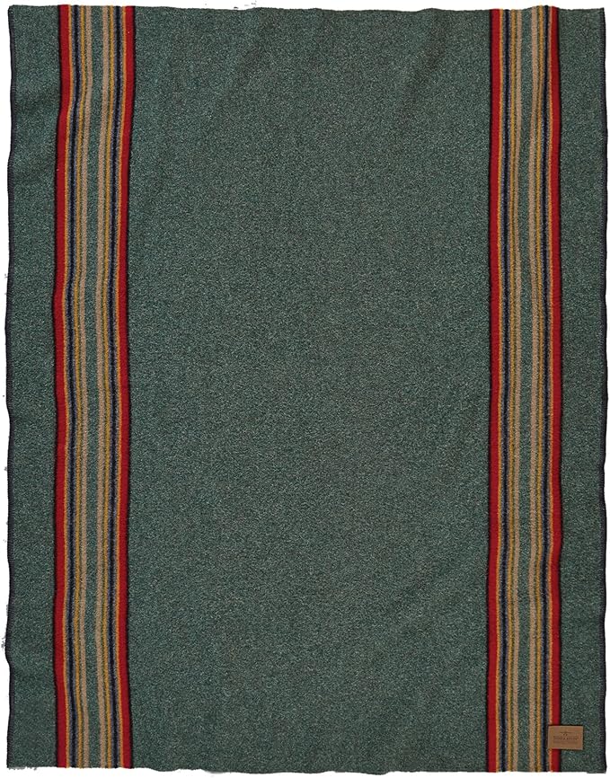 Pendleton Yakima Throw 54" x 66" - Wool Cotton, Soft and Durable Wool Throw for Home and Travel - Green Heather