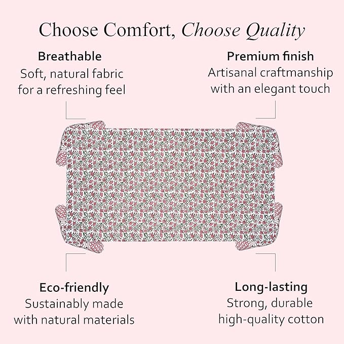 CPC Tablecloth 100% Cotton 72x140 Inch Indian Block Print Rectangle Table Cover, Red Table Cloth for Weddings, Spring/Summer, Barbeque - Red Garnet