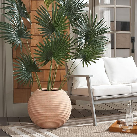 SAFAVIEH Outdoor Collection Mora Terracotta Finconstone Cement Round Planter Pot (Fully Assembled)