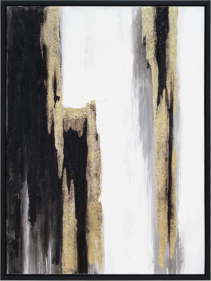 Empire Art Direct Abstract Wall Art Textured Hand Painted Canvas Art by Martin Edwards, Black Framed Wall Art, 40" x 30", Solemn Night