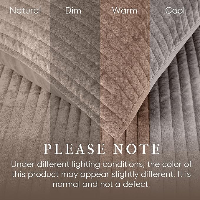 Wonderful Luxury Velvet Quilt - Striped Channel Stitch Apricot Beige Quilt King, Soft Velvet Lightweight Comforter, Pet-Friendly, Tear-resistant, Bedspread Coverlet Bedding Set for All Season,106"x94"