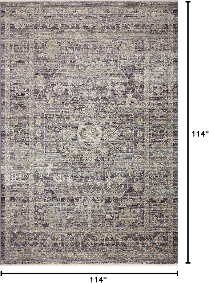 Loloi Jean Stoffer Katherine Collection KES-03 Midnight/Tobacco 9'-6" x 9'-6", .25" Pile Height, Round Area Rug