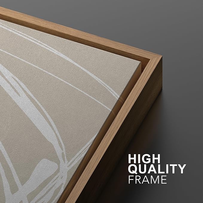 SIGNWIN Framed Canvas Print Wall Art Set Mid-Century Geometric Ring Pattern Abstract Shapes Cozy Neutral Minimalism Decorative Bohemian Relax/Zen for Living Room, Bedroom, Office - 16"x24"x2 Natural