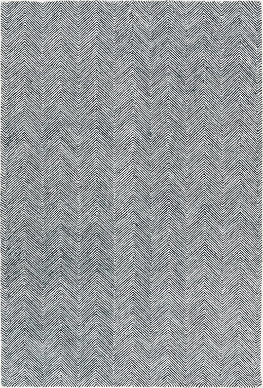 Modern Herringbone Chevron Collection Handcrafted Wool Area Rug - Durable, Zigzag Pattern, for High Traffic, Contemporary Design for Living Room, Bedroom, Dining Room Decor (Denim Blue, 9' x 11')