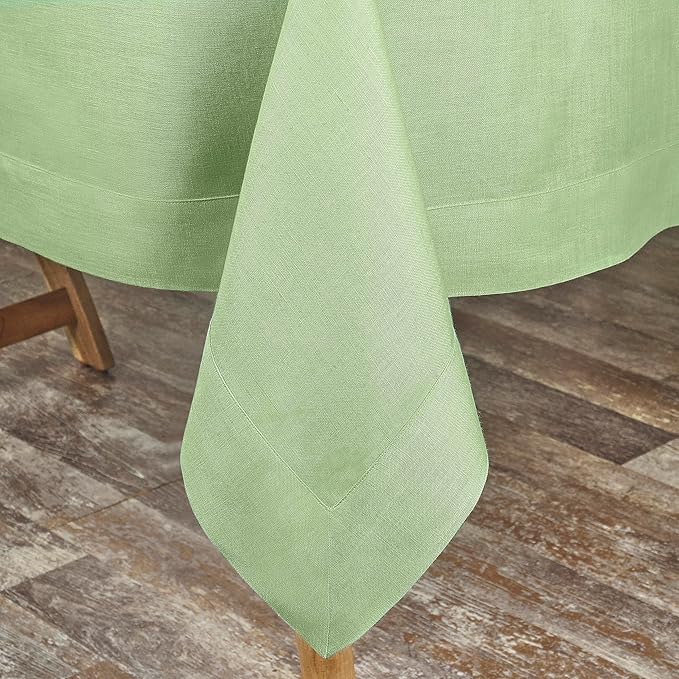 D'Moksha Homes Linen Tablecloth 60 x 90 Inch - 100% Pure Linen Sage Green Tablecloth for Rectangle Tables - Machine Washable Table Cloth for Fall, Thanksgiving, Christmas, Holiday
