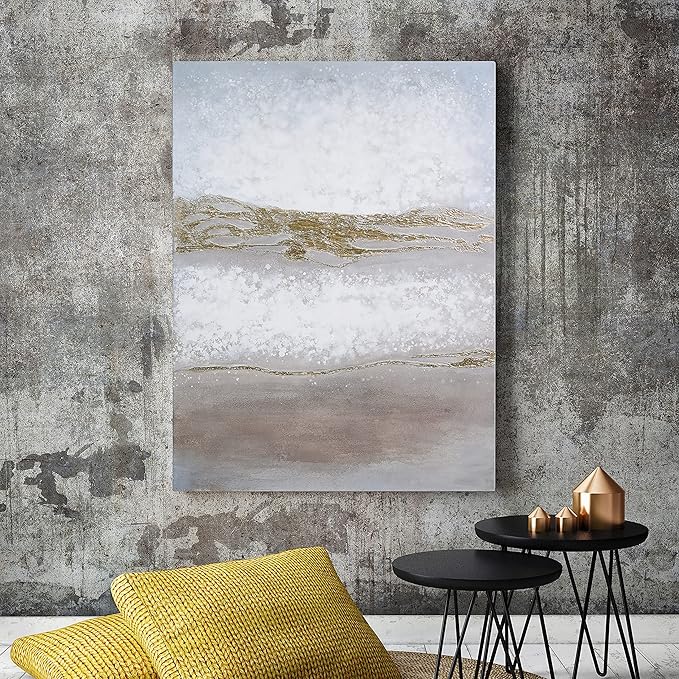 Empire Art Direct Abstract Wall Art Textured Hand Painted Canvas by Martin Edwards, Unframed, 40" x 30", Golden Winter